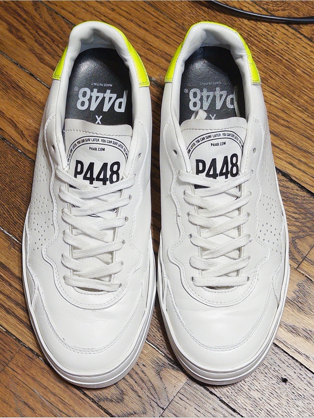 P448 John Project Sustainability Sneakers 38 7.5-8 White Neon Yellow Italy